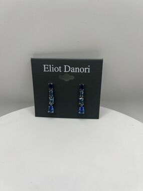 Eliot Danori Navy and Aqua Stone Linear Drop Earrings